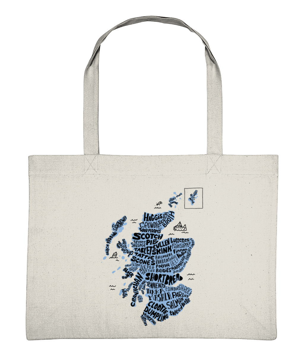 Scottish Food Map Shopping Bag - Blue