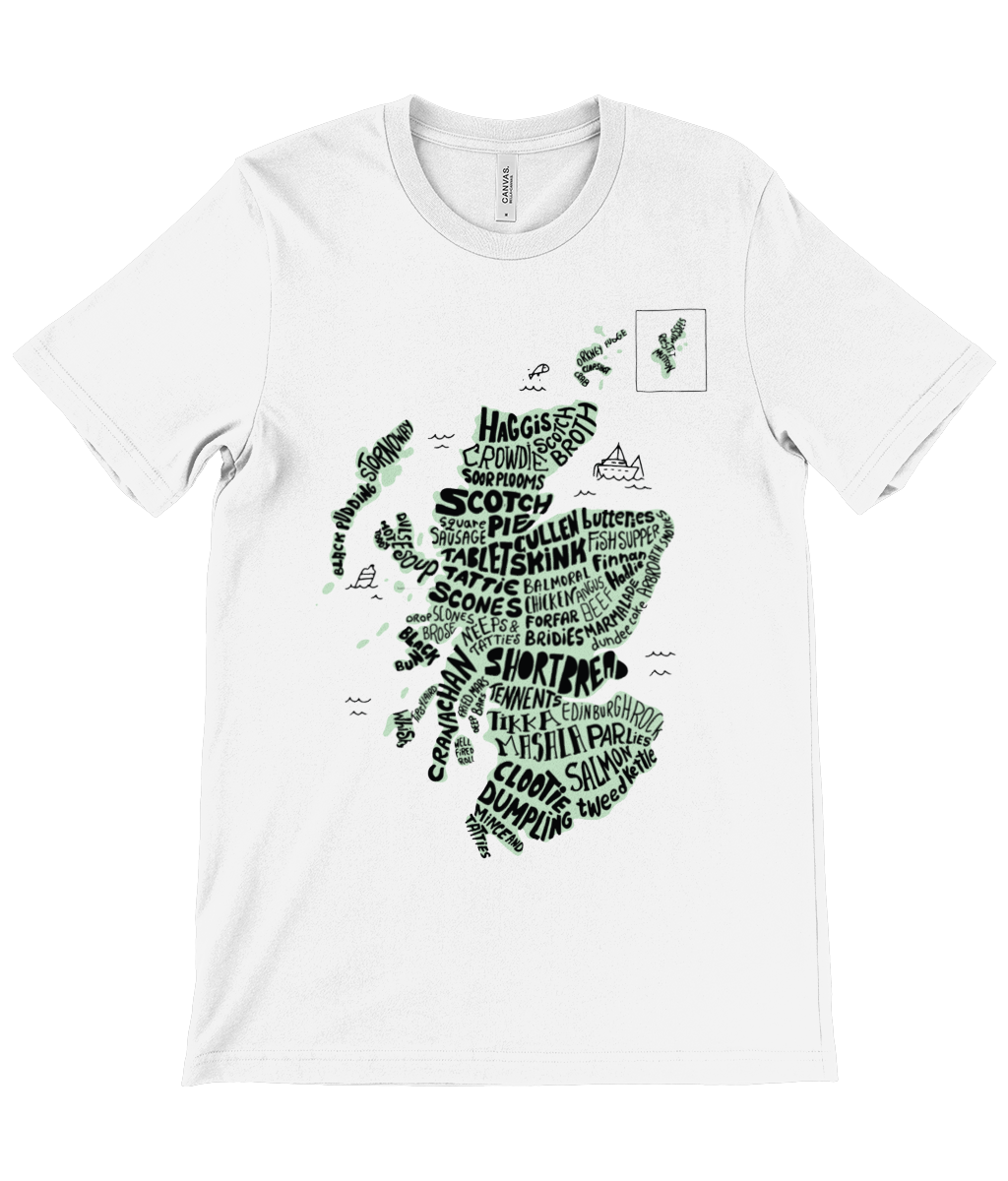 Foods of Scotland Map T-Shirt Green