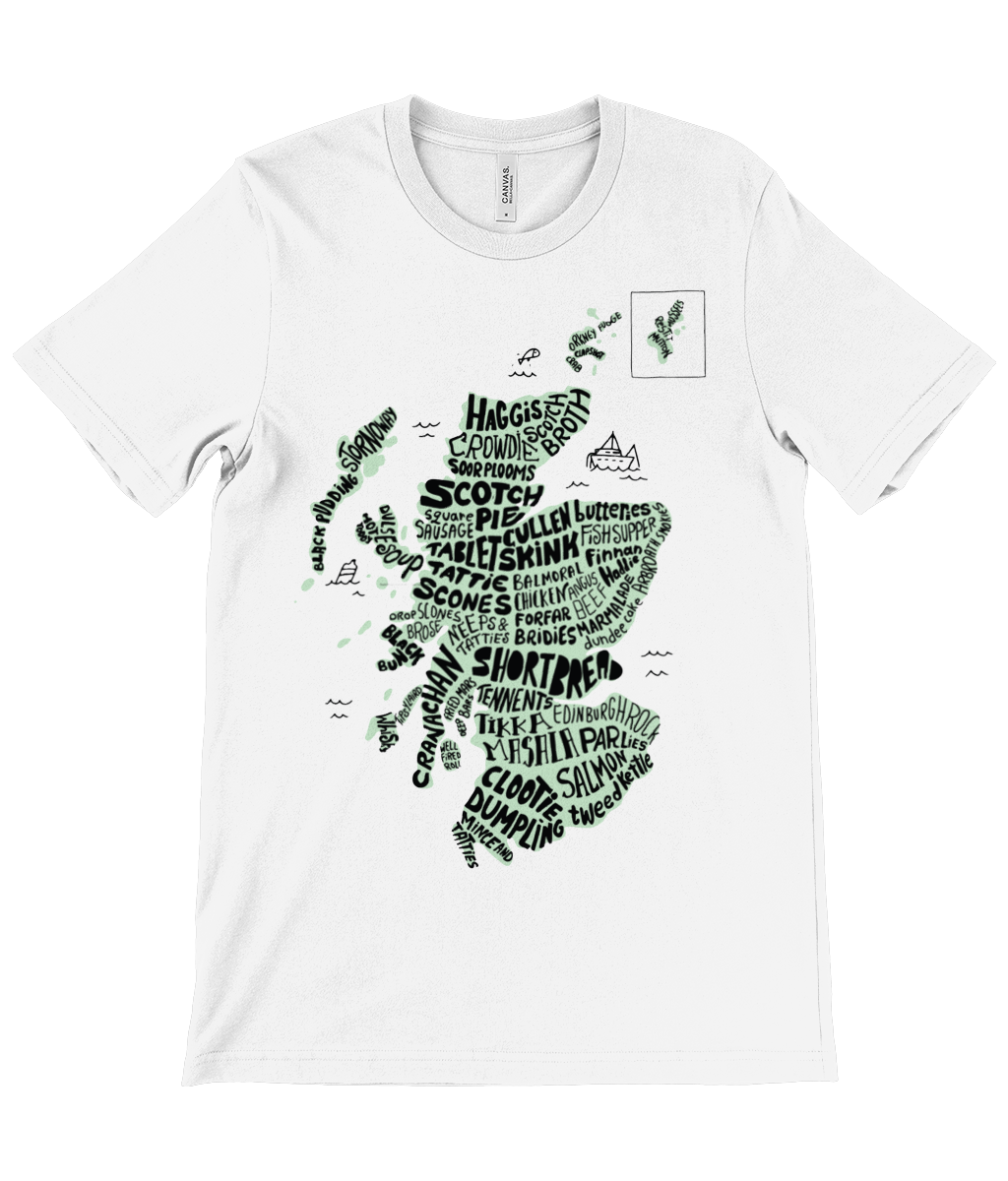 Scottish Food Map T-Shirt - Green