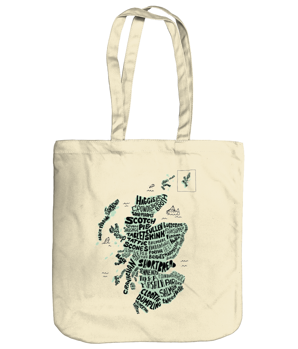 Scottish Food Map Organic Tote Bag - Green
