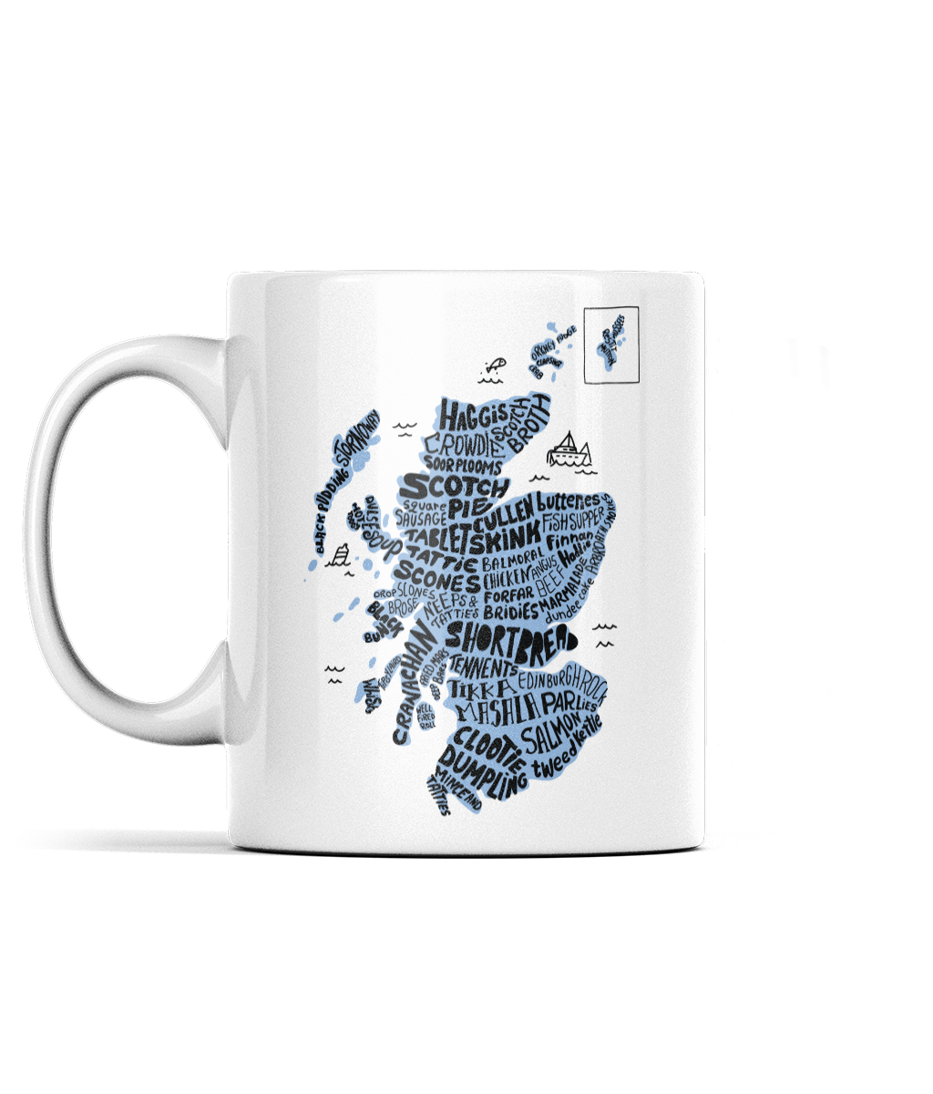 Scottish Food Map Mug - Blue